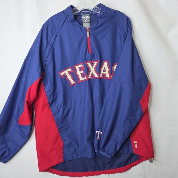 Majestic Texas Rangers Pullover Windbreaker Cool Base L Embroidered Logo Basebal - Picture 5 of 15